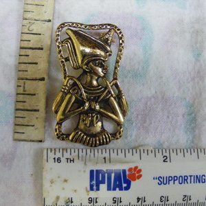 Vintage Egyptian Pharaoh Costume Golden Pin Brooch